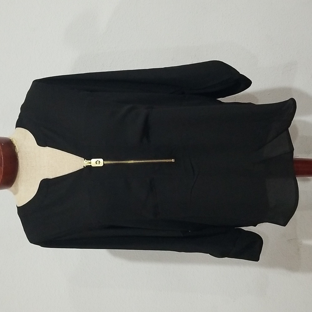Michael Kors Women's 3/4 or Long Sleeve Blouse In Black Size M Front poc…